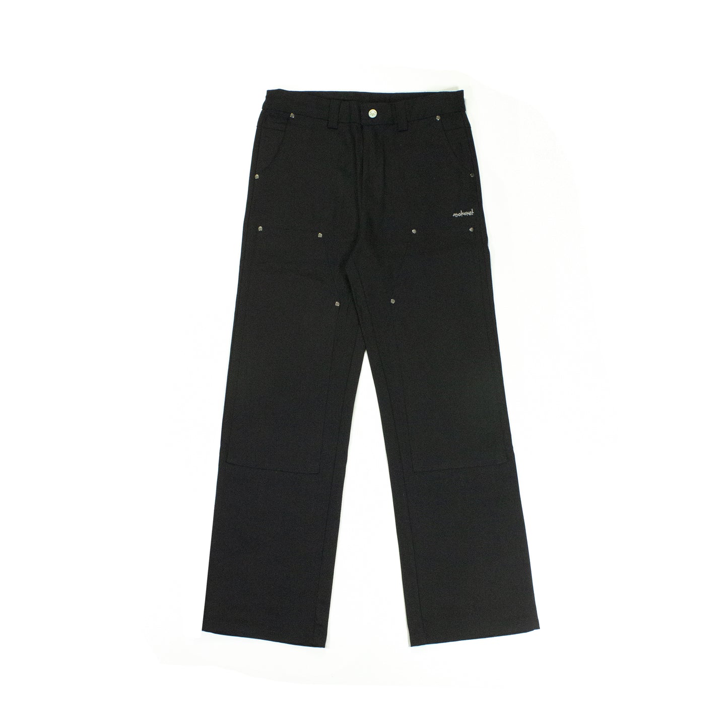 BLACK DOUBLE KNEE PANTS